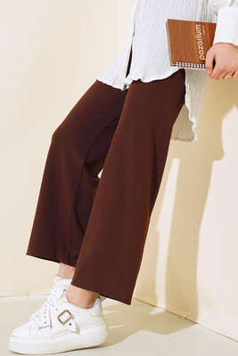 Fitilli Bol Paça Pantolon Kahve 