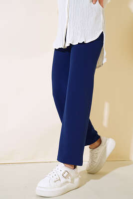 Fitilli Bol Paça Pantolon Lacivert - Pantolon
