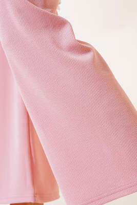 Fitilli Bol Paça Pantolon Pudra - Pantolon