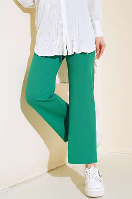 Fitilli Bol Paça Pantolon Yeşil - Pantolon