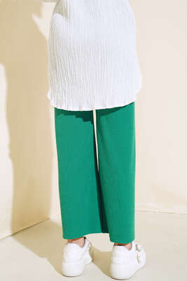 Fitilli Bol Paça Pantolon Yeşil - Pantolon