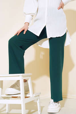 Fitilli Bol Paça Pantolon Zümrüt 