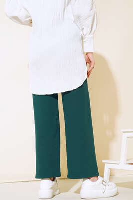 Fitilli Bol Paça Pantolon Zümrüt - Pantolon