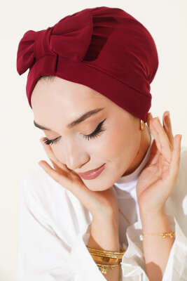 Fiyonk Detaylı Bone Bordo 