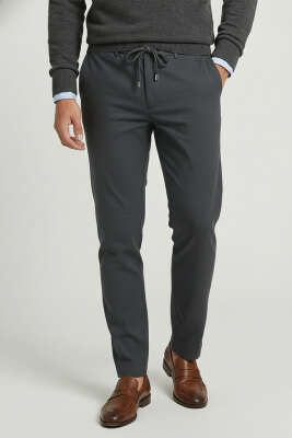 Gabardin Bağcıklı Jogger Pantolon Antrasit - MHR MOHER