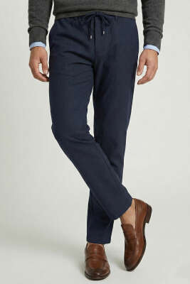 Gabardin Bağcıklı Jogger Pantolon Lacivert - MHR MOHER