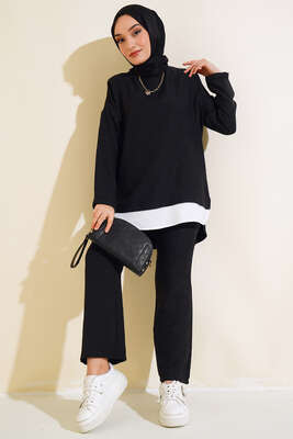 Garnili İkili Takım Siyah 