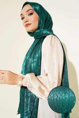 Geometri Desenli Jakar Şal Zümrüt - 78