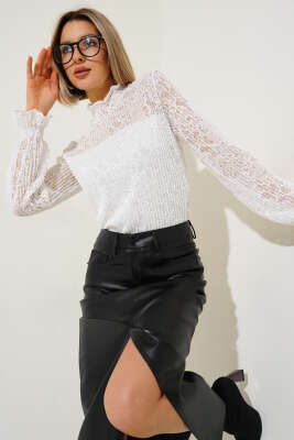 Gipeli Dantel Bluz Beyaz - TOP SHOW