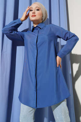 Gizli Düğmeli Klasik Gömlek İndigo