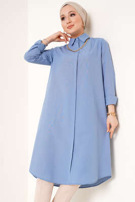 Gizli Pat Gömlek İndigo