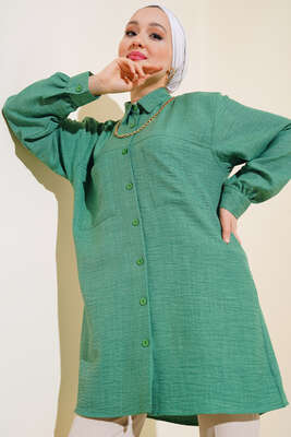 Göğsü Çift Cepli Salaş Gömlek Benetton 