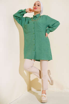 Göğsü Çift Cepli Salaş Gömlek Benetton - Gömlek