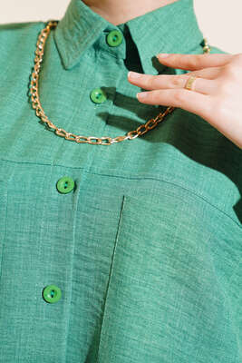 Göğsü Çift Cepli Salaş Gömlek Benetton - Gömlek