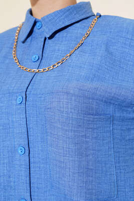 Göğsü Çift Cepli Salaş Gömlek İndigo - Gömlek