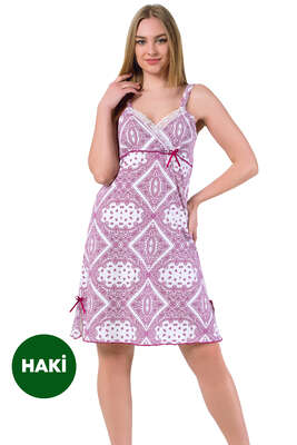 Göğüs Dantelli Bayan Gecelik Haki 