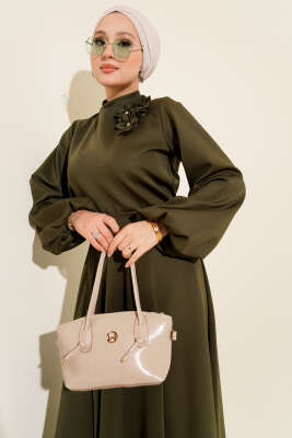 Gül İşlemeli Etekli İkili Takım Haki - İkili Takım