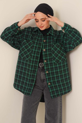 İki Cepli Tüvit Gömlek Yeşil