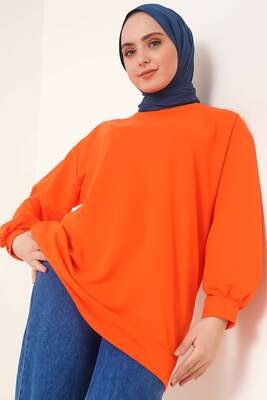 İki İplik Düz Tunik Oranj 