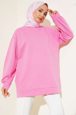 İki İplik Düz Tunik Pembe 