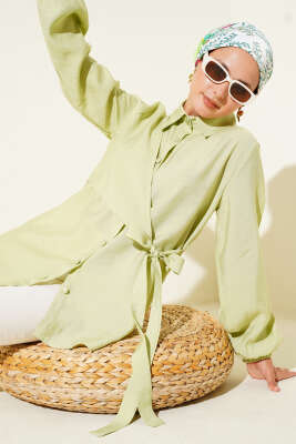 İnce Kuşak Yandan Bağlamalı Gömlek Su Yeşili 