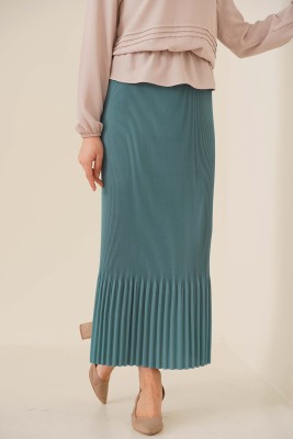 İnce Pliseli Petrol Etek 