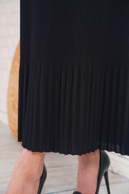İnce Pliseli Siyah Etek - Uzun Etek