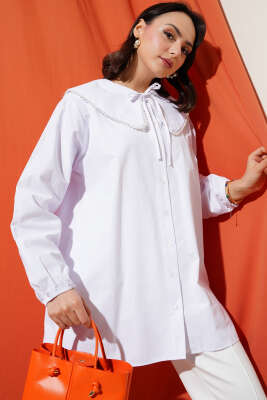 İncili Denizci Yaka Gömlek Beyaz 