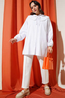 İncili Denizci Yaka Gömlek Beyaz - Gömlek