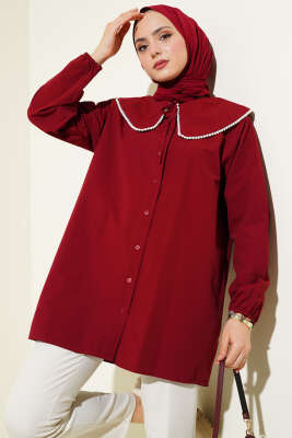 İncili Denizci Yaka Gömlek Bordo 