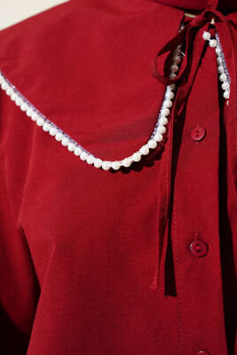 İncili Denizci Yaka Gömlek Bordo - Gömlek