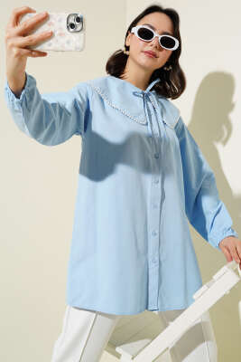 İncili Denizci Yaka Gömlek Buz Mavisi 