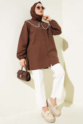 İncili Denizci Yaka Gömlek Kahve - Gömlek