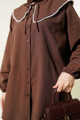 İncili Denizci Yaka Gömlek Kahve - Gömlek