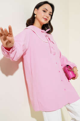 İncili Denizci Yaka Gömlek Pembe 