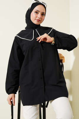 İncili Denizci Yaka Gömlek Siyah 