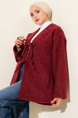 İp Bağlama Detaylı Ceket Bordo