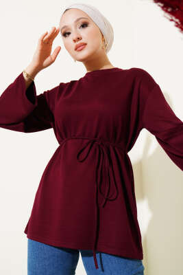 İspanyol Kol Bağcıklı Tunik Bordo