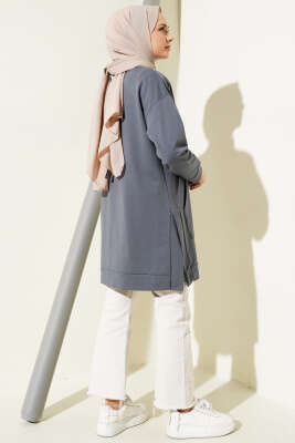 Kanguru Cepli İki İplik Tunik Füme - Yılın Fırsatı