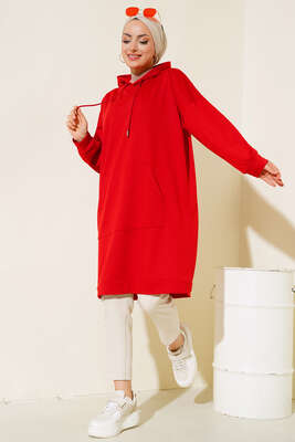 Kanguru Cepli Tunik Kırmızı
