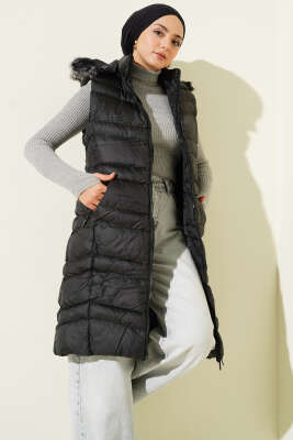 Kapüşonlu Şişme Yelek Siyah