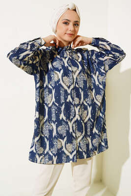 Karma Dijital Baskılı Gömlek Lacivert 