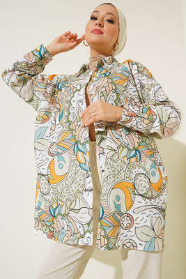 Karma Dijital Baskılı Gömlek Mint Yeşili 