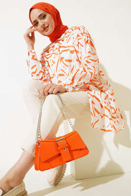 Karma Dijital Baskılı Gömlek Oranj 