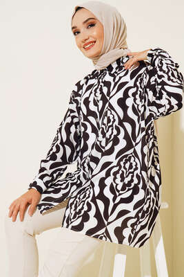 Karma Dijital Baskılı Gömlek Siyah 