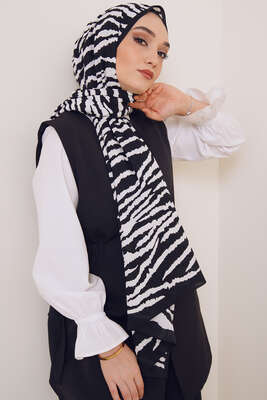 Karma Serisi Mio Şal Titreşim Desen - Black&White