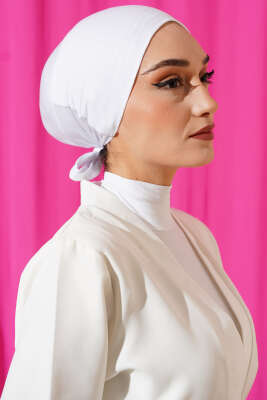 Kaymaz Silikonlu Bağlamalı Bone Beyaz - TÜRKAN