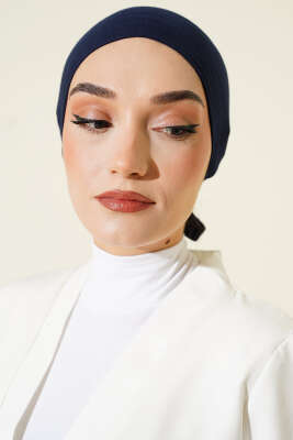 Kaymaz Silikonlu Bağlamalı Bone Lacivert - TÜRKAN