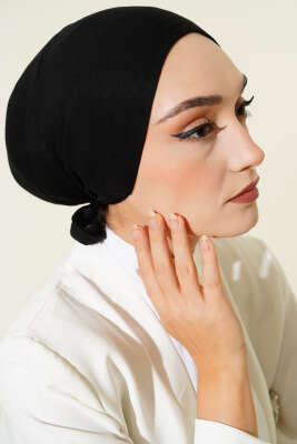 Kaymaz Silikonlu Bağlamalı Bone Siyah - TÜRKAN