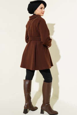 Kemerli Kısa Kaşe Kaban Acı Kahve - Kaban